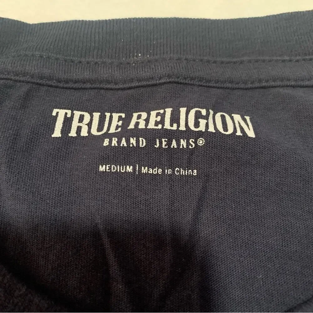 True Religion Men's medium Black T-Shirt SS logo pocket short sleeve shirt